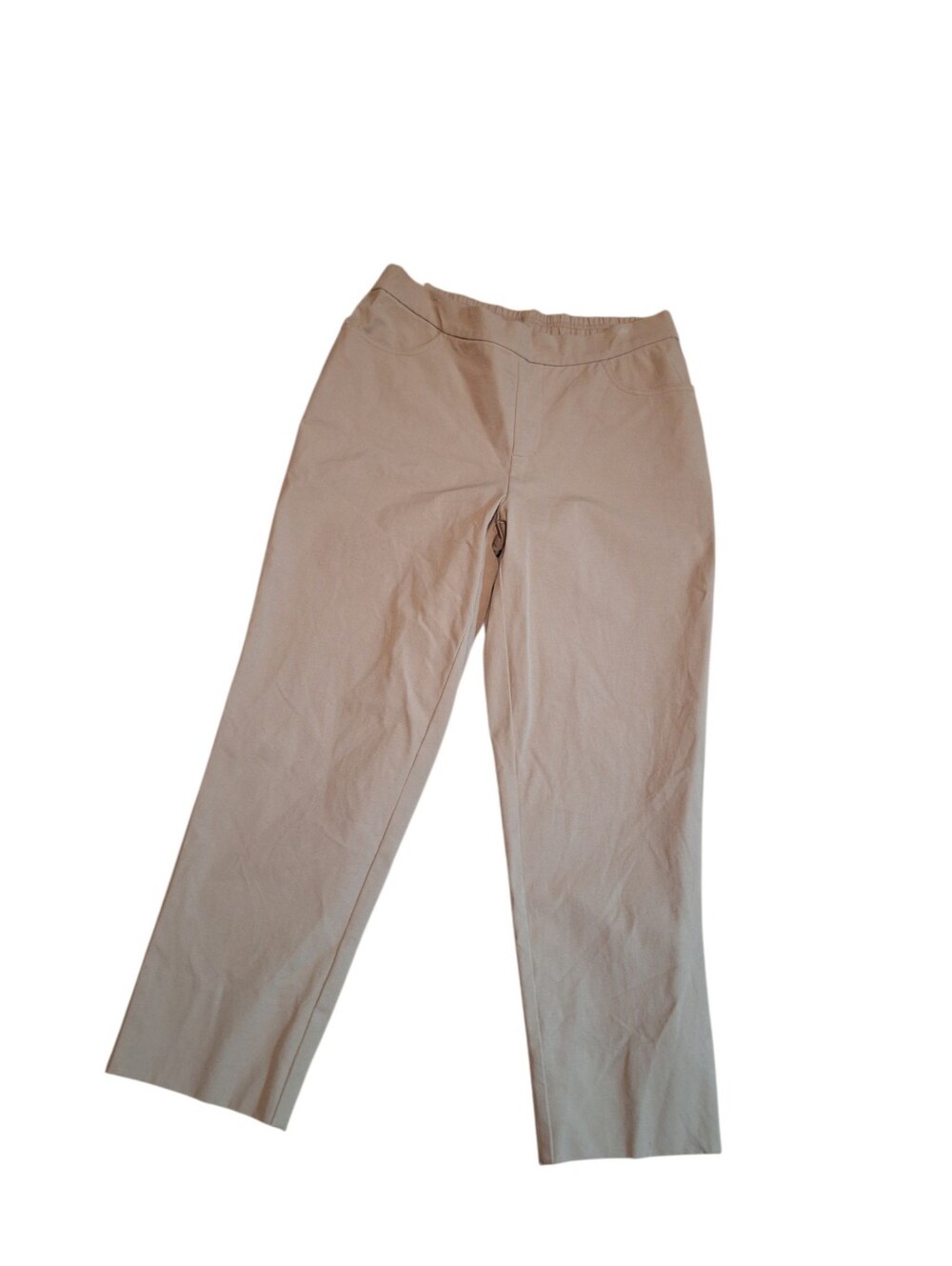 Isaac Mizrahi Ladies US 10 QVC Pull On Cropped Pants Beige TAN Preppy Weekends